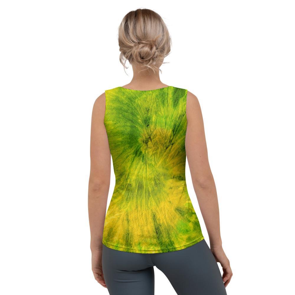 Lime Green Tie Dye Women's Tank Top-grizzshop