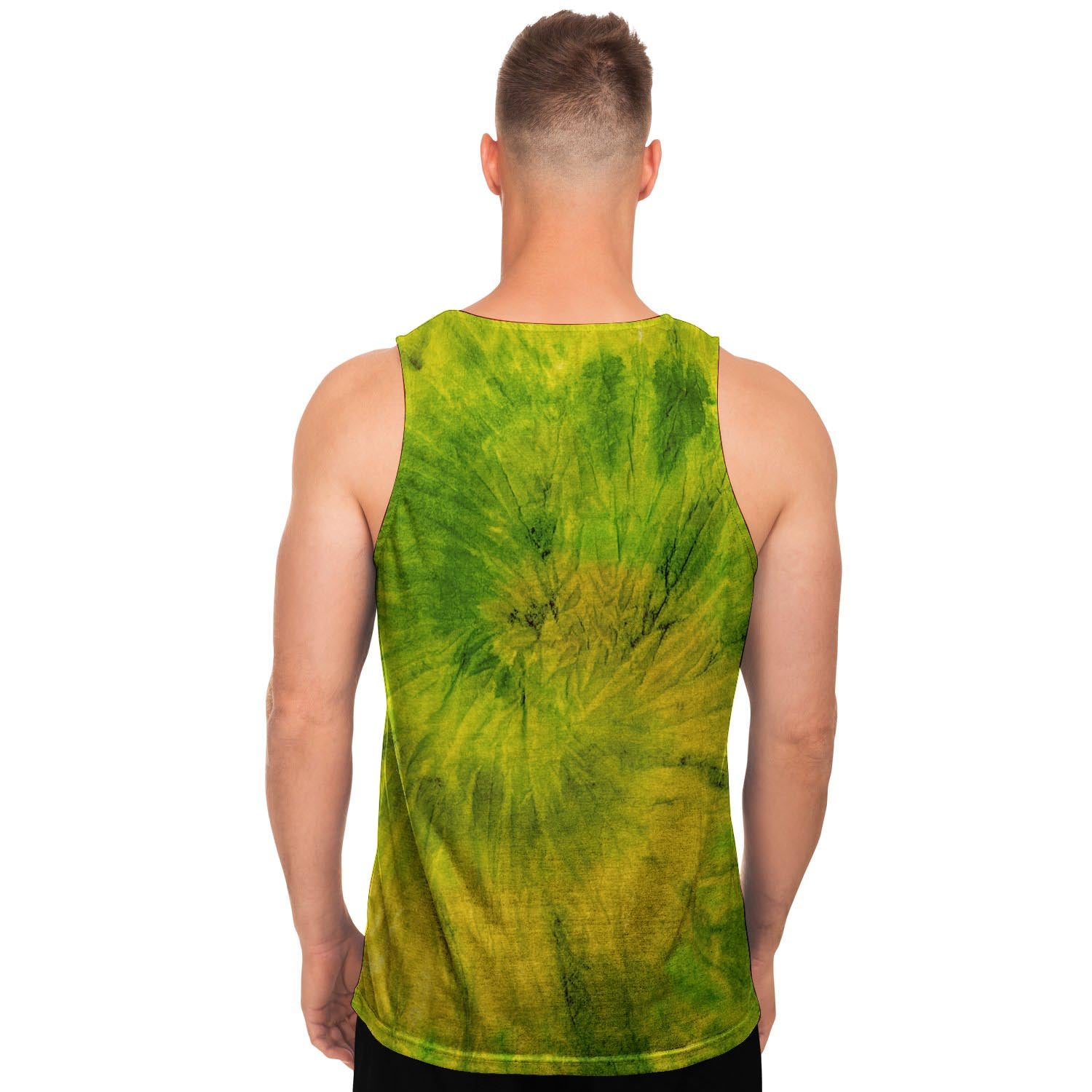 Lime Green Tie Dye Men's Tank Tops-grizzshop