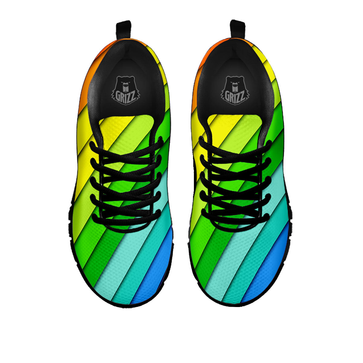 Lines Rainbow Diagonal Print Pattern Black Sneaker-grizzshop