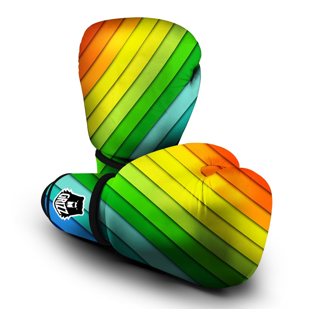 Lines Rainbow Diagonal Print Pattern Boxing Gloves-grizzshop