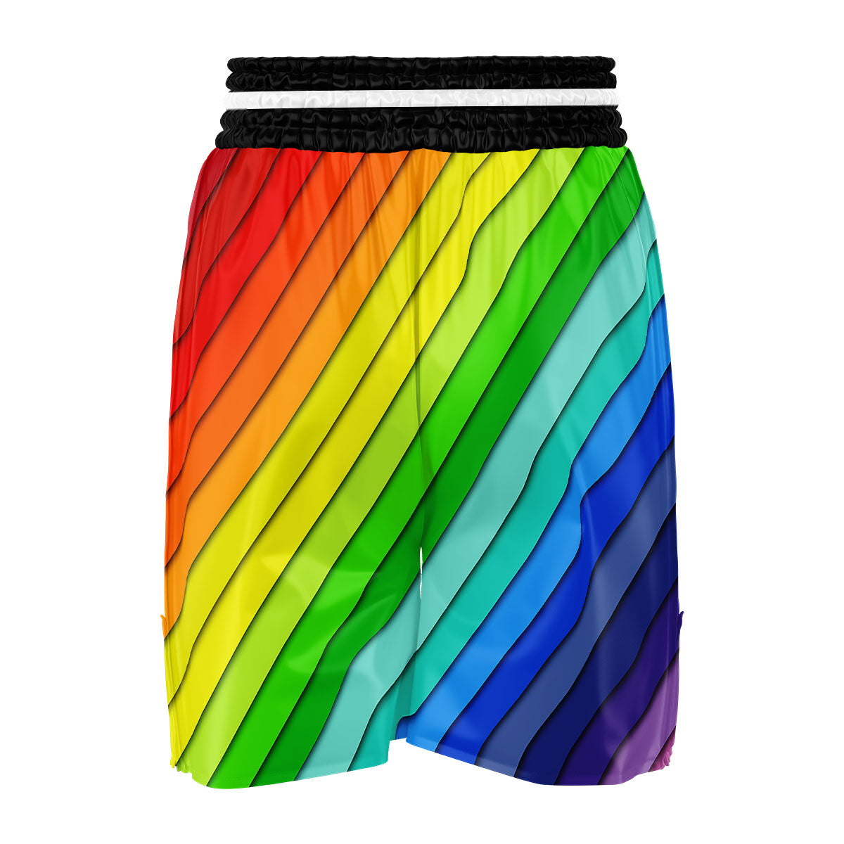 Lines Rainbow Diagonal Print Pattern Boxing Shorts-grizzshop