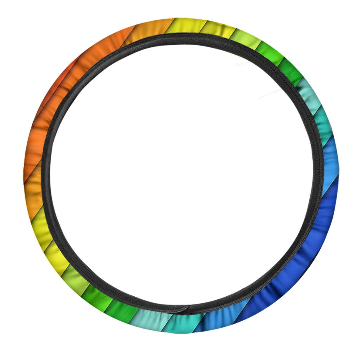 Lines Rainbow Diagonal Print Pattern Car Steering Wheel Cover-grizzshop