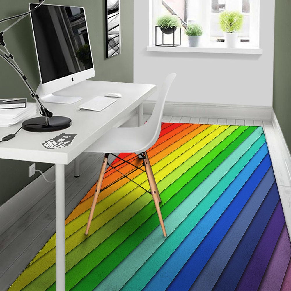 Lines Rainbow Diagonal Print Pattern Floor Mat-grizzshop