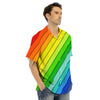 Lines Rainbow Diagonal Print Pattern Men's Hawaiian Shirt-grizzshop
