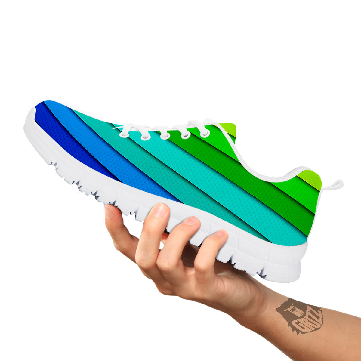 Lines Rainbow Diagonal Print Pattern White Sneaker-grizzshop