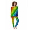 Lines Rainbow Diagonal Print Pattern Women's Pajamas-grizzshop