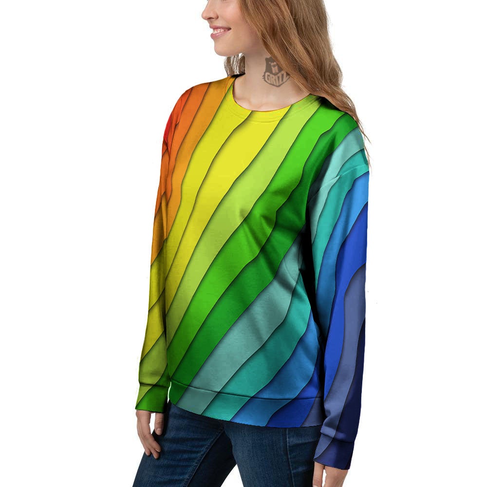 Lines Rainbow Diagonal Print Pattern Women's Sweatshirt-grizzshop