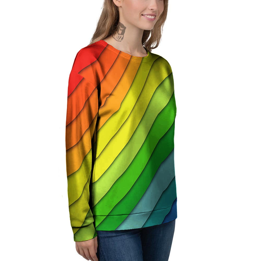 Lines Rainbow Diagonal Print Pattern Women's Sweatshirt-grizzshop