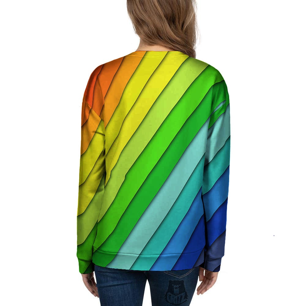Lines Rainbow Diagonal Print Pattern Women's Sweatshirt-grizzshop