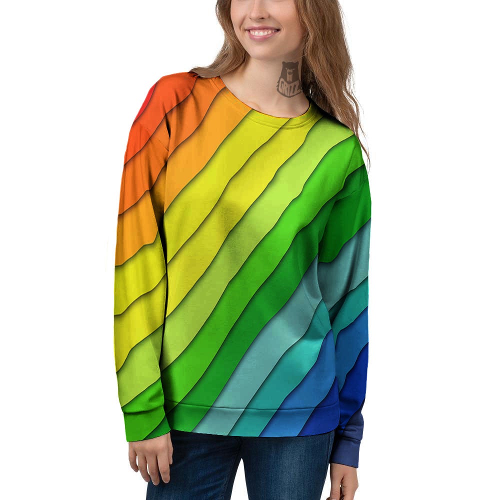Lines Rainbow Diagonal Print Pattern Women's Sweatshirt-grizzshop