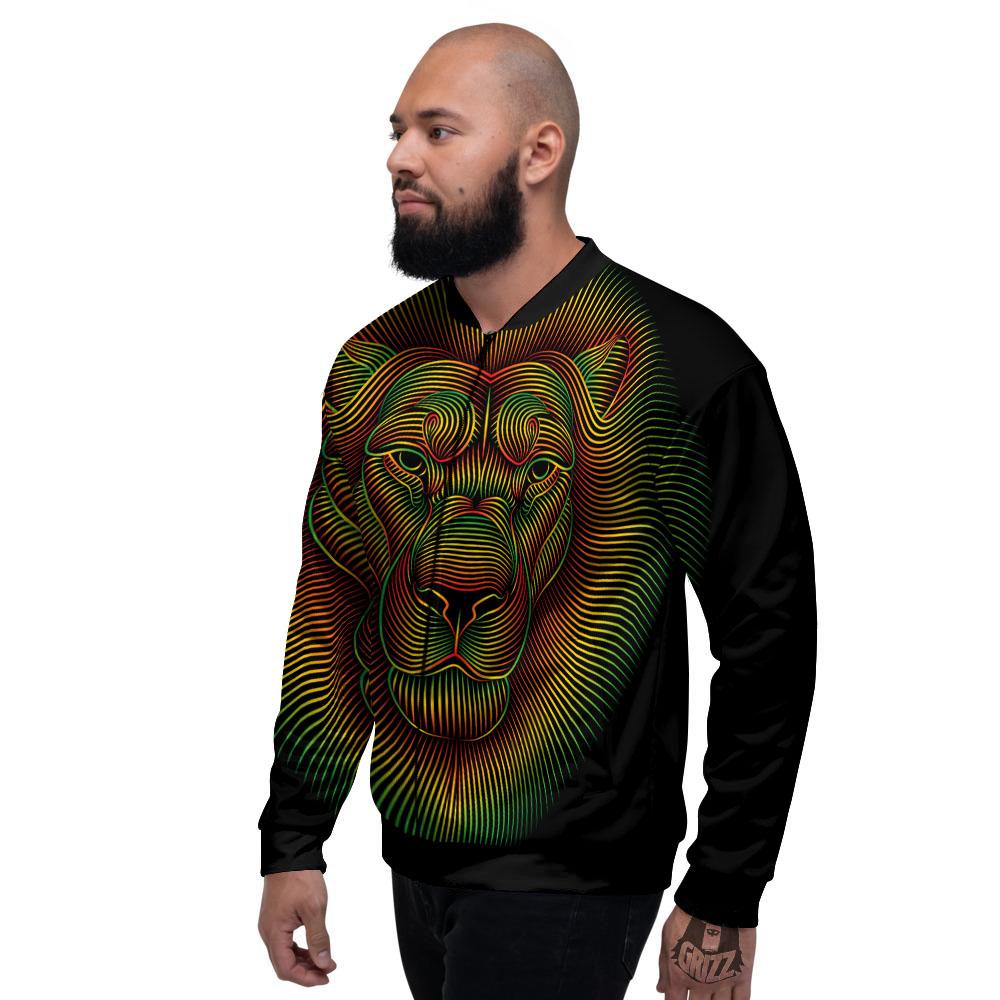 Lion Rasta Print Men's Bomber Jacket-grizzshop