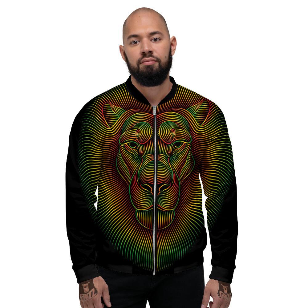 Lion Rasta Print Men's Bomber Jacket-grizzshop