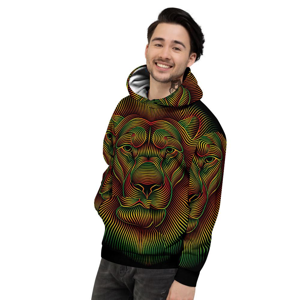 Lion Rasta Print Men's Hoodie-grizzshop