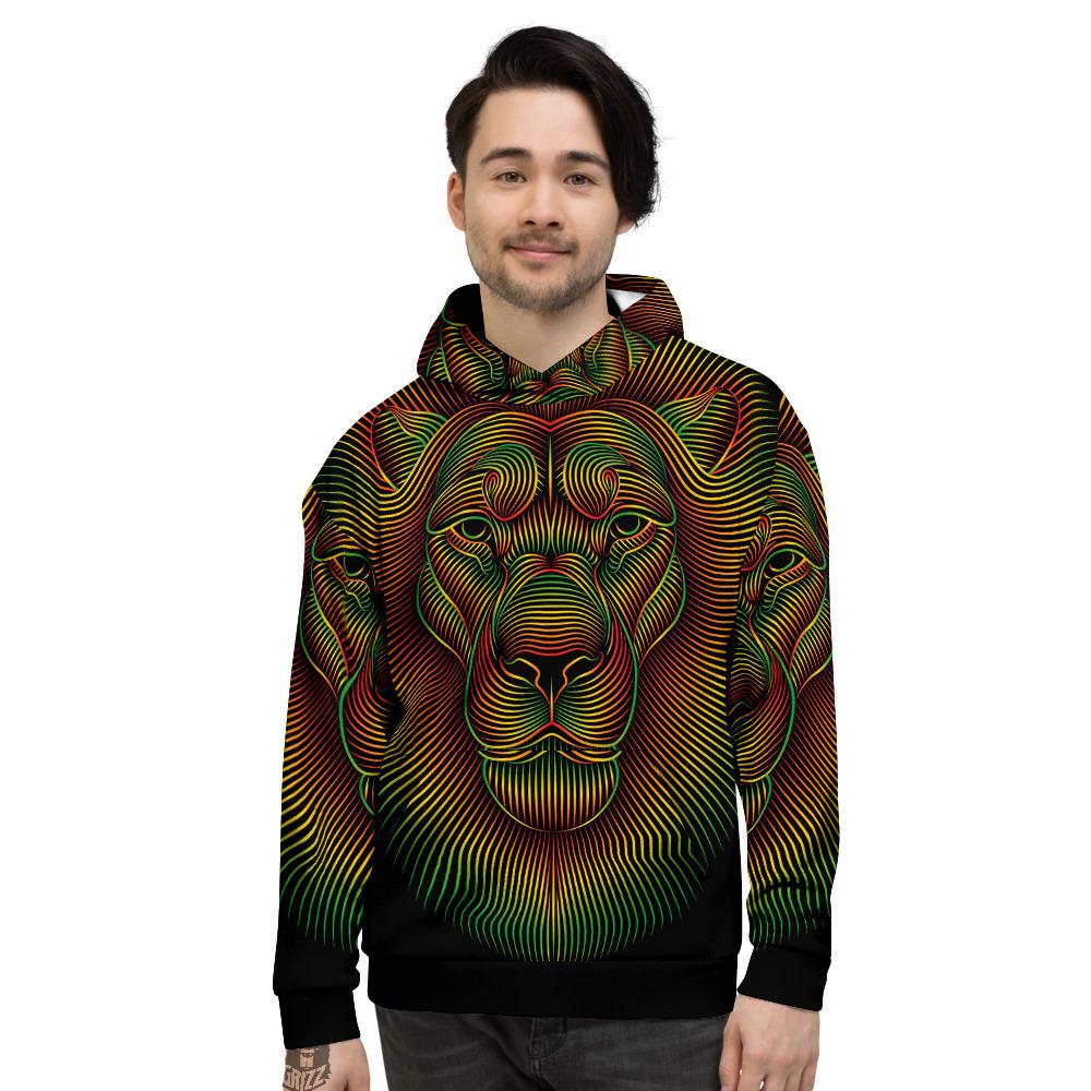 Lion Rasta Print Men's Hoodie-grizzshop