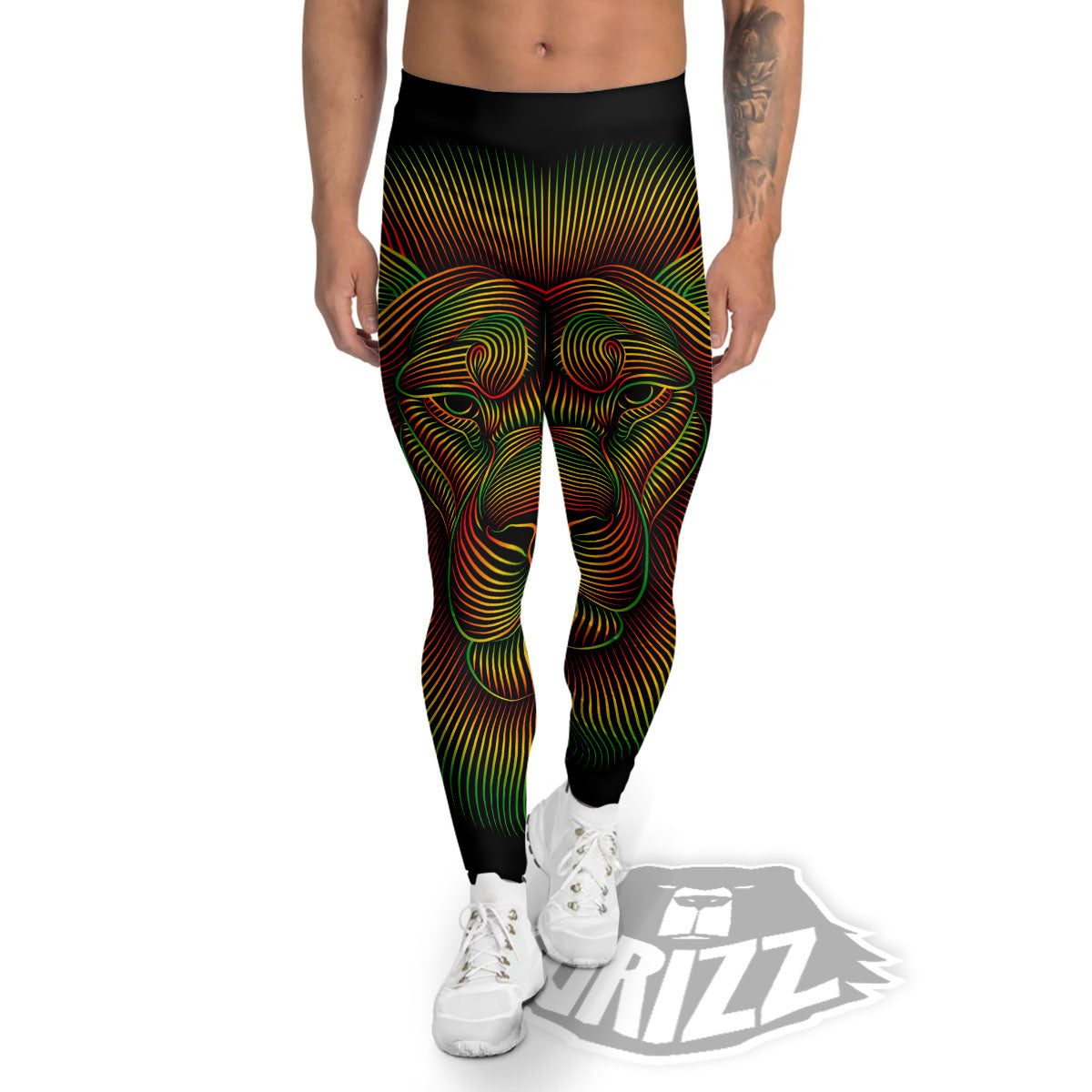Lion Rasta Print Men's Leggings-grizzshop