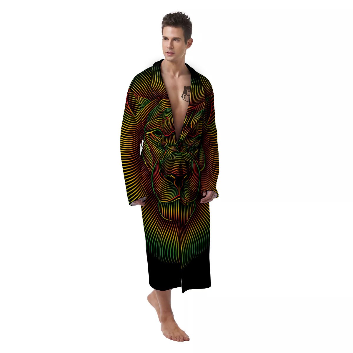 Lion Rasta Print Men's Robe-grizzshop