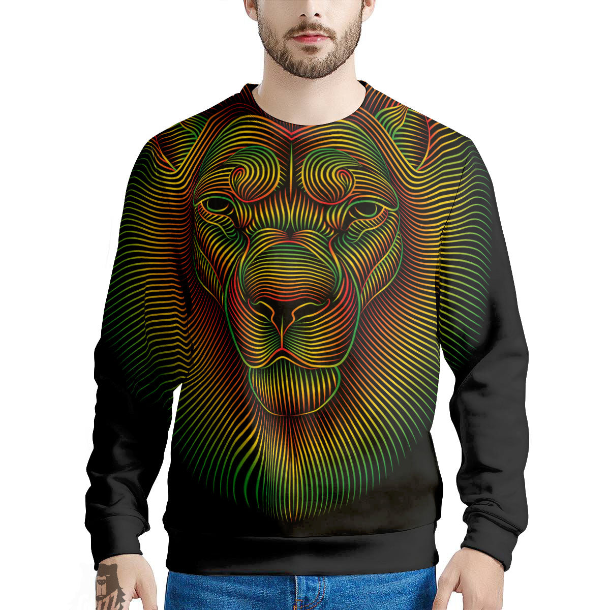 Lion Rasta Print Men's Sweatshirt-grizzshop