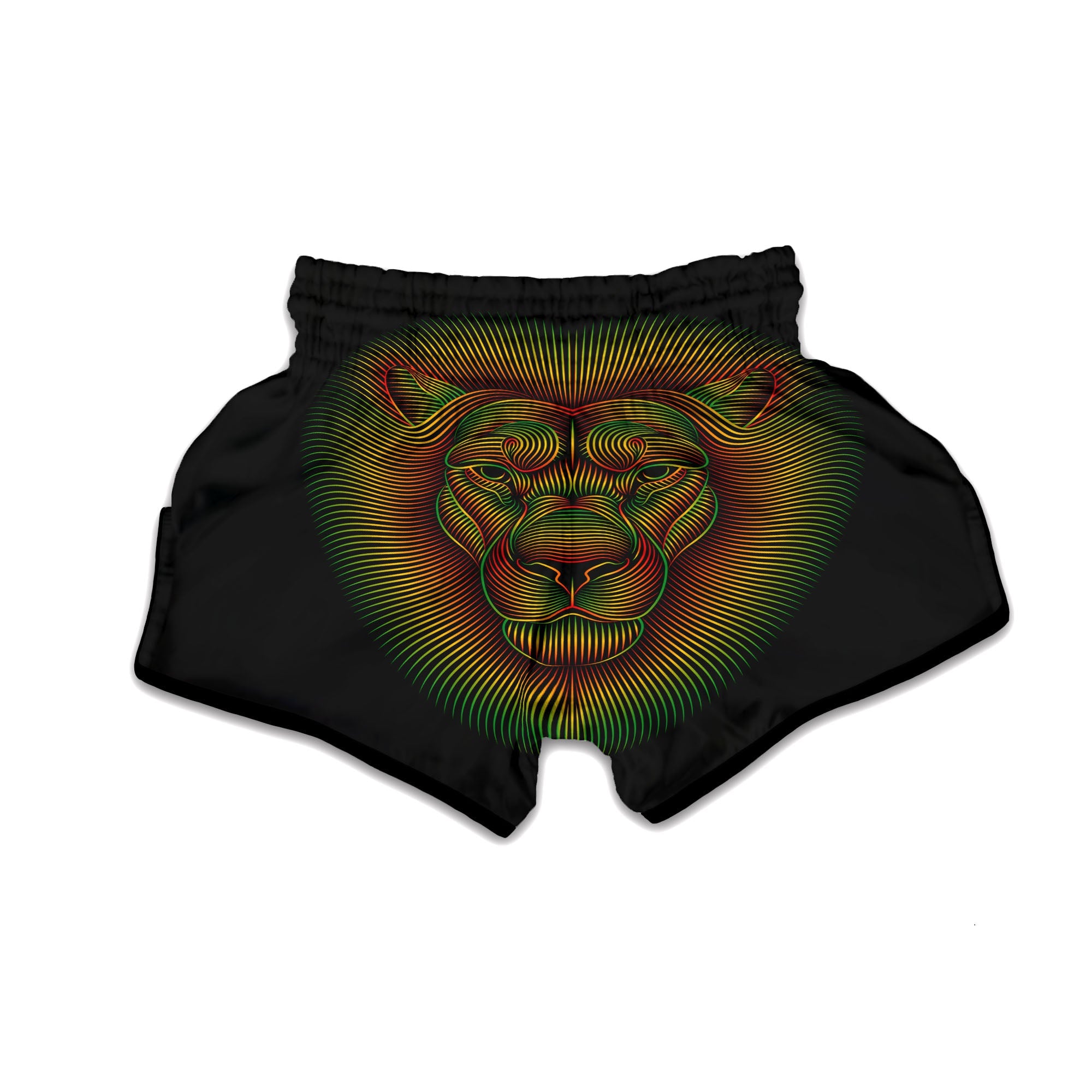Lion Rasta Print Muay Thai Boxing Shorts-grizzshop