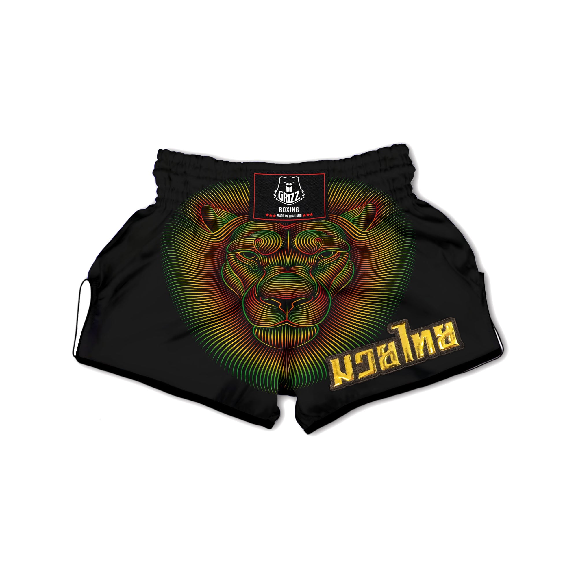 Lion Rasta Print Muay Thai Boxing Shorts-grizzshop