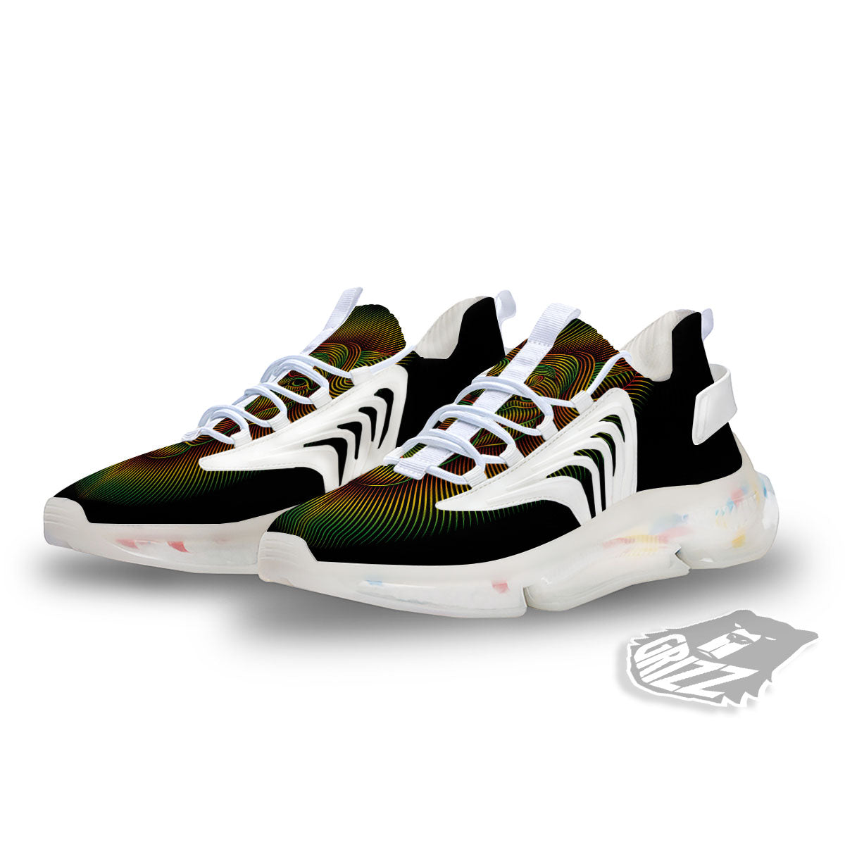 Lion Rasta Print White Gym Shoes-grizzshop