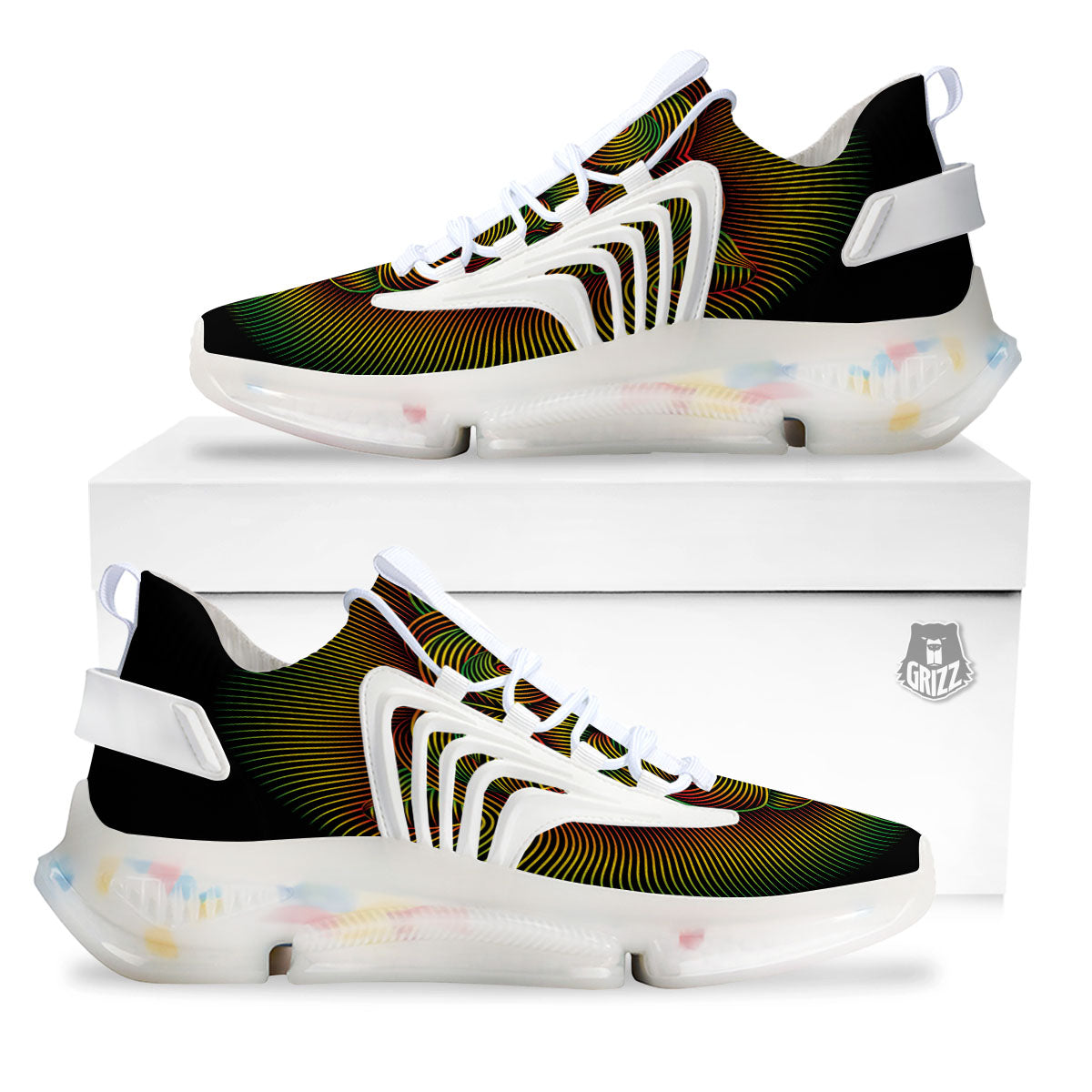 Lion Rasta Print White Gym Shoes-grizzshop