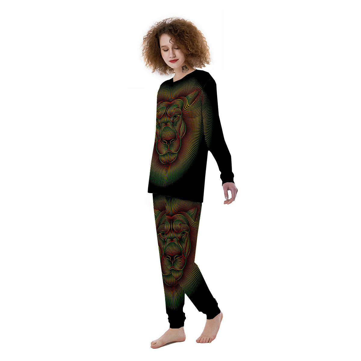 Lion Rasta Print Women's Pajamas-grizzshop