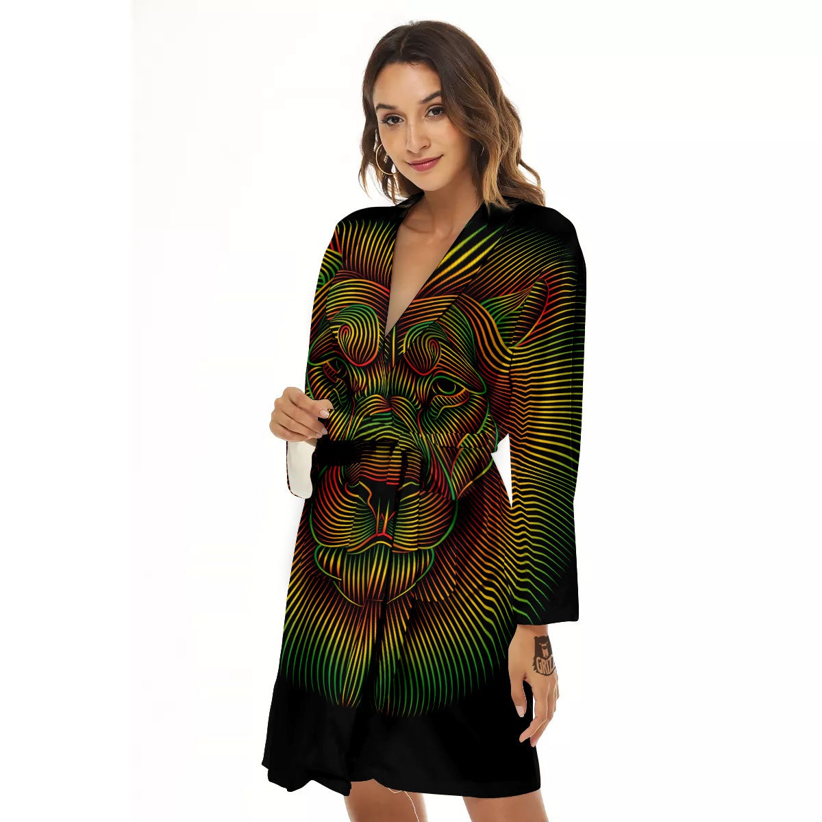 Lion Rasta Print Women's Robe-grizzshop