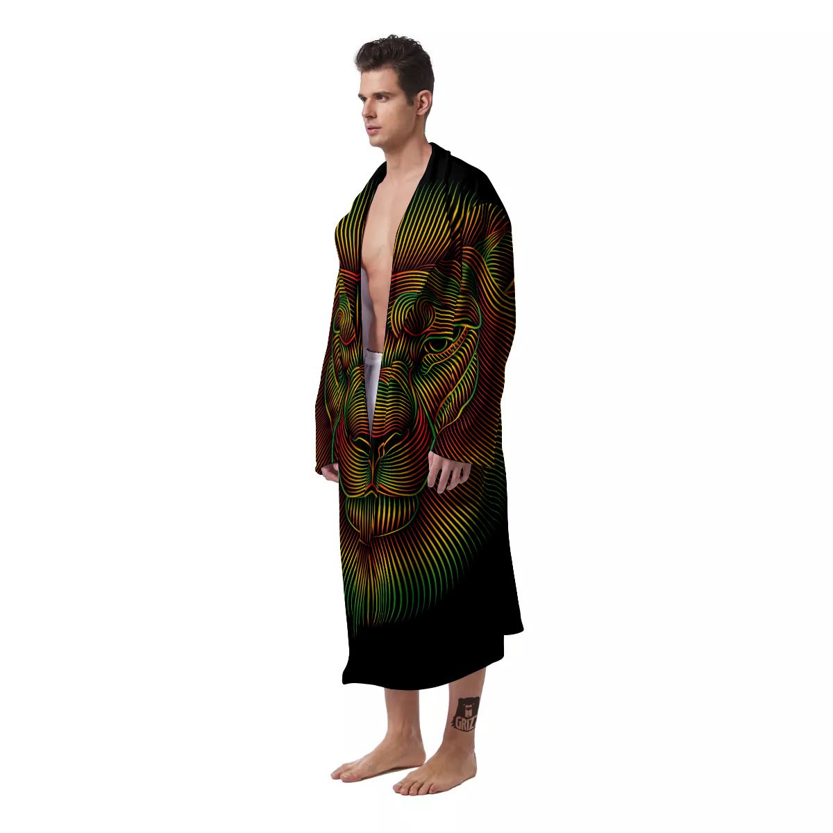 Lion Rasta Print Men's Robe-grizzshop