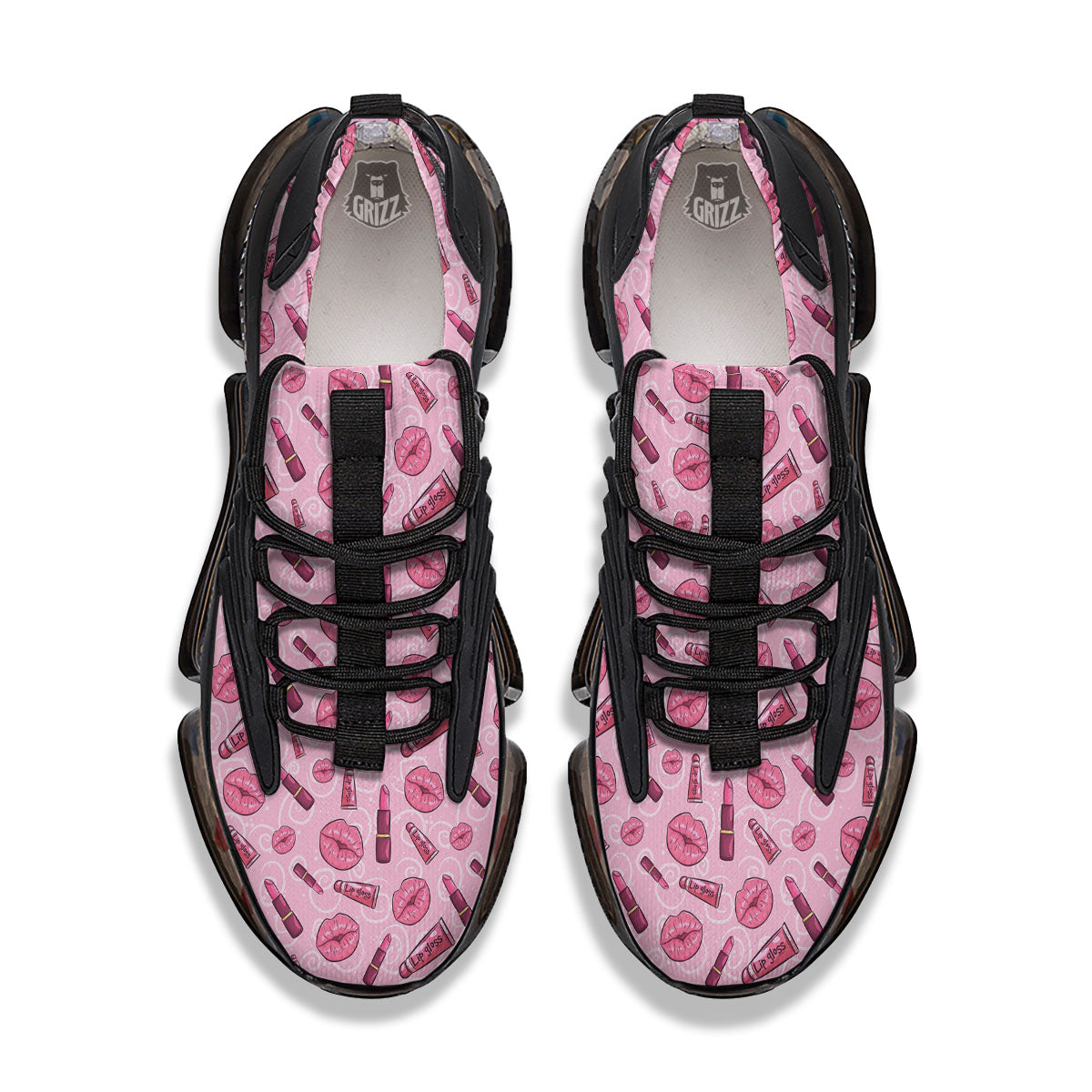 Lips Funky Kiss Print Pattern Black Gym Shoes-grizzshop