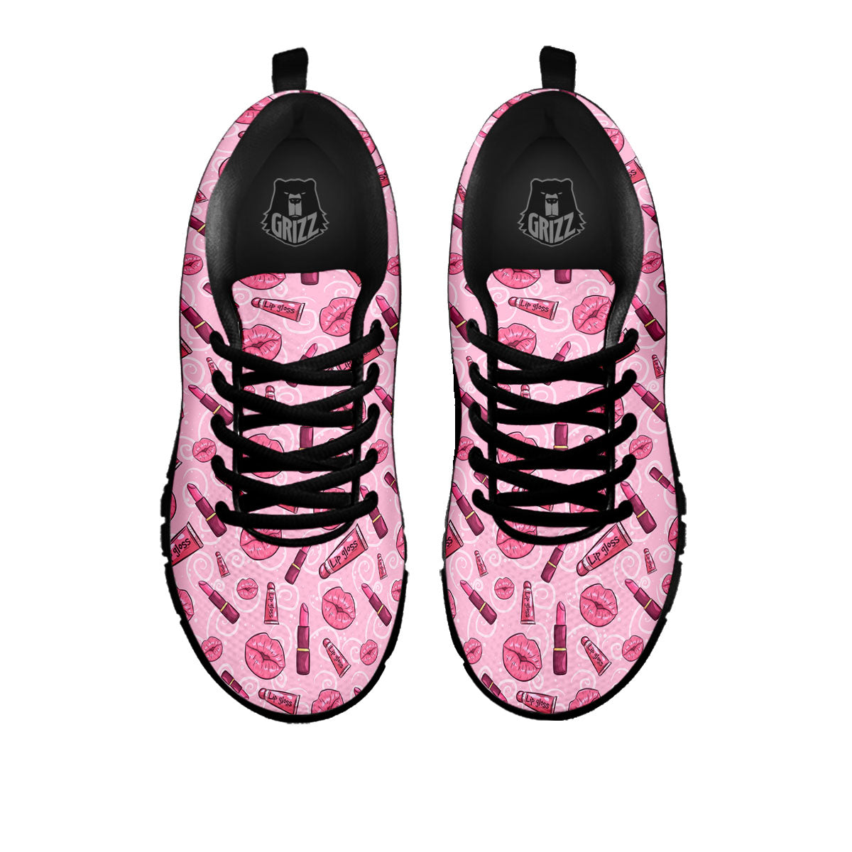 Lips Funky Kiss Print Pattern Black Sneaker-grizzshop