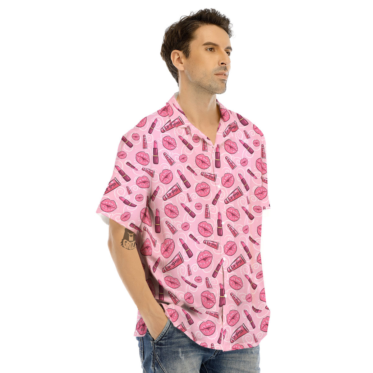 Lips Funky Kiss Print Pattern Men's Hawaiian Shirt-grizzshop