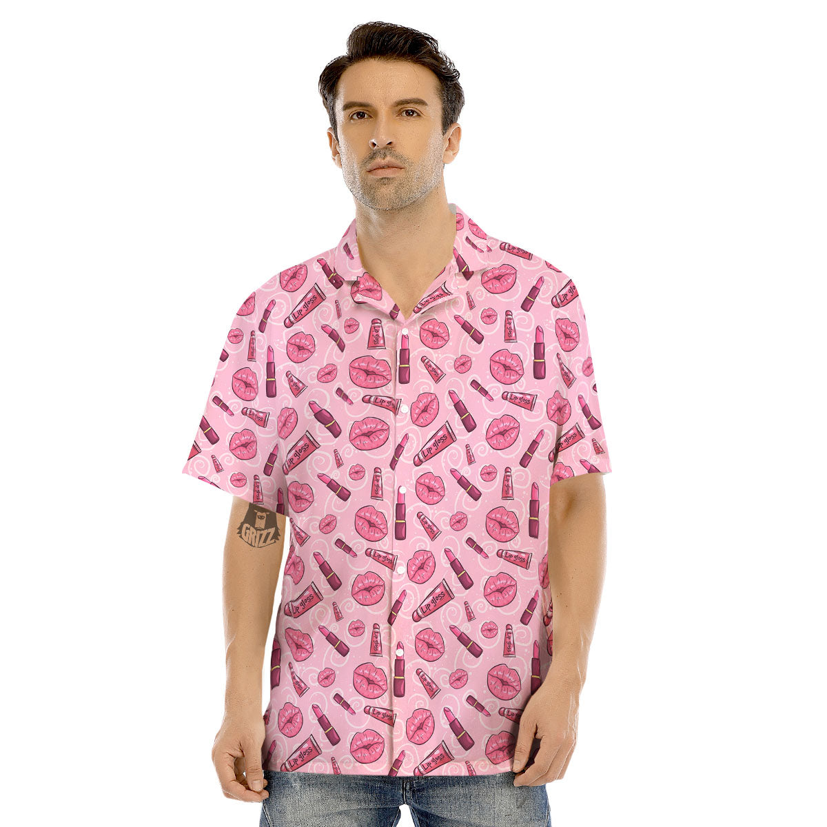 Lips Funky Kiss Print Pattern Men's Hawaiian Shirt-grizzshop