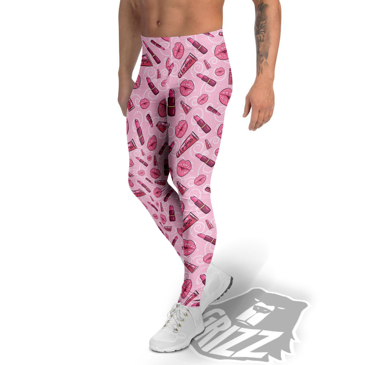 Lips Funky Kiss Print Pattern Men's Leggings-grizzshop