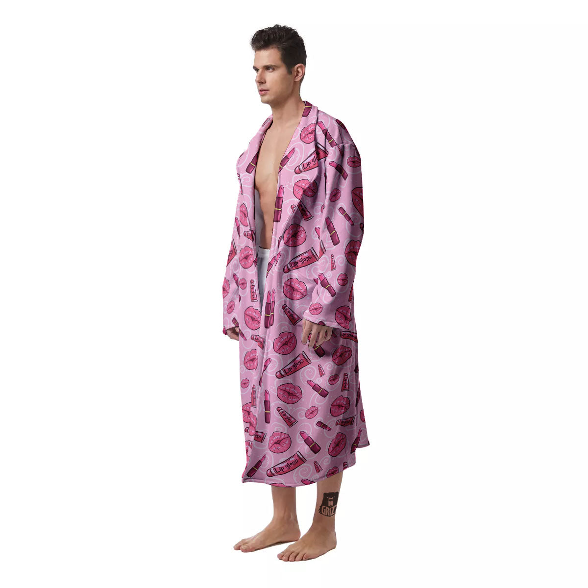 Lips Funky Kiss Print Pattern Men's Robe-grizzshop