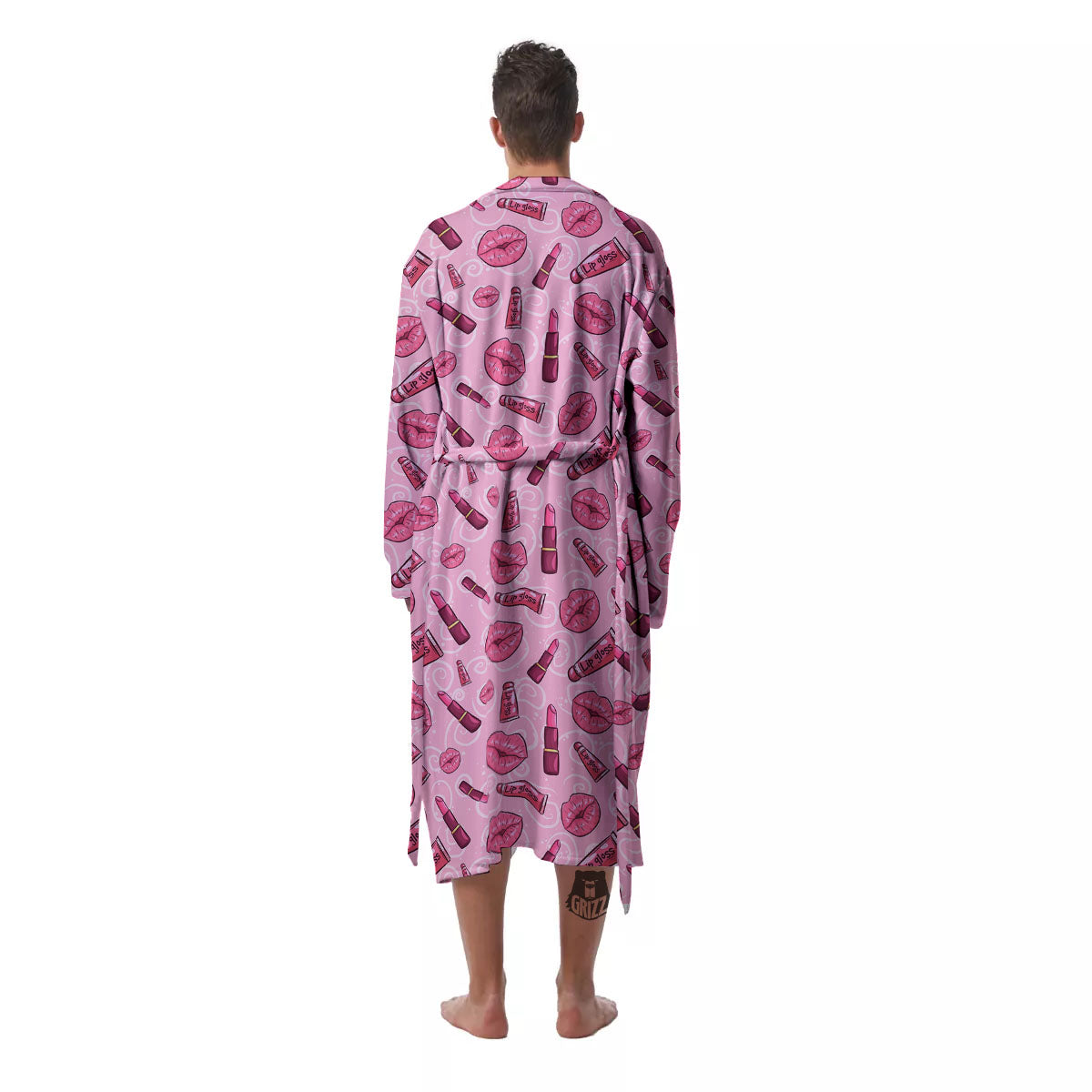 Lips Funky Kiss Print Pattern Men's Robe-grizzshop
