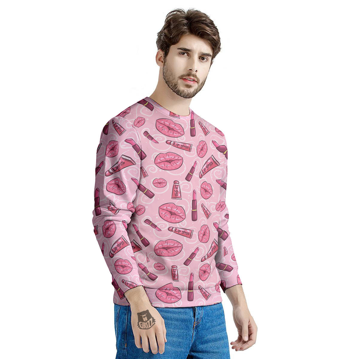 Lips Funky Kiss Print Pattern Men's Sweatshirt-grizzshop