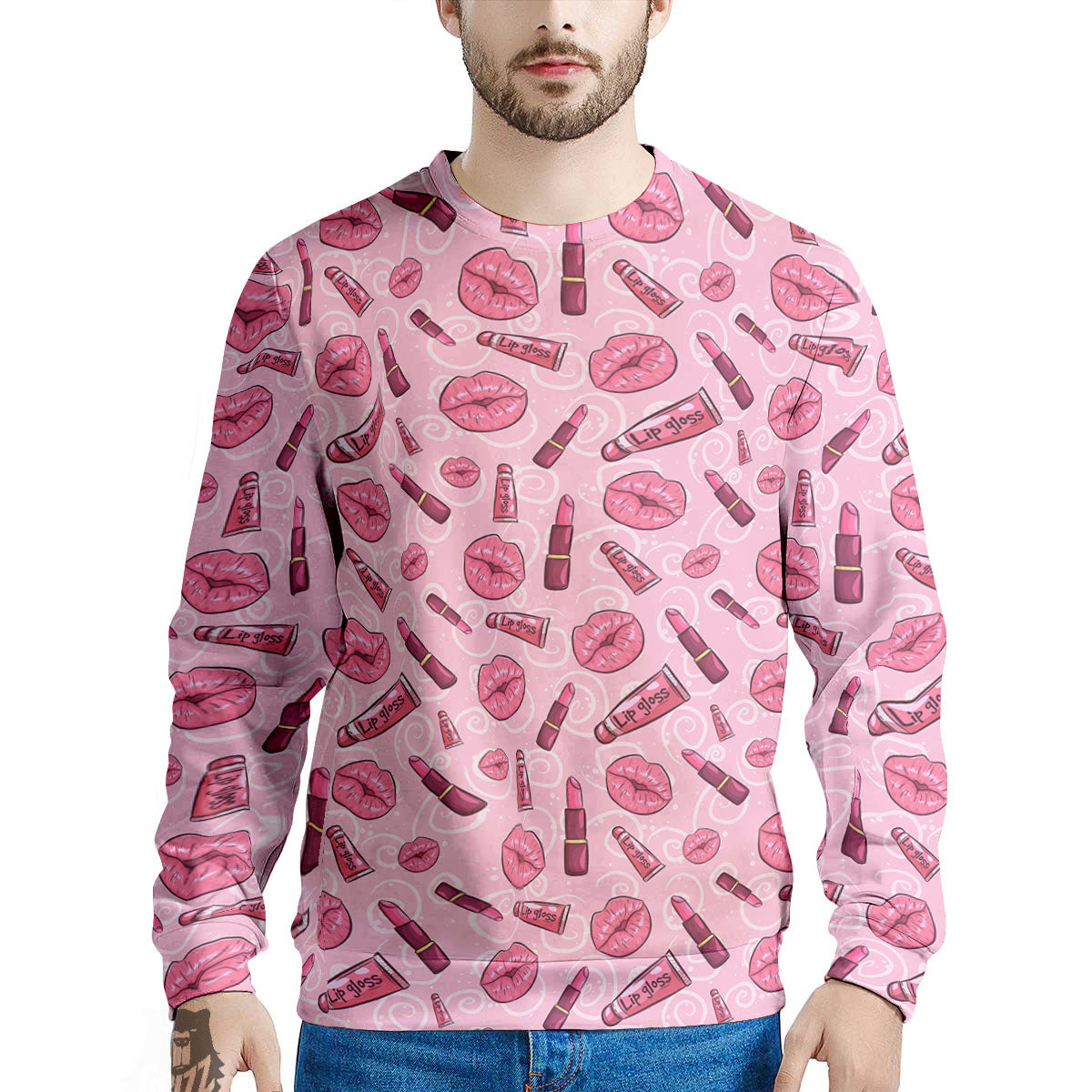 Lips Funky Kiss Print Pattern Men's Sweatshirt-grizzshop