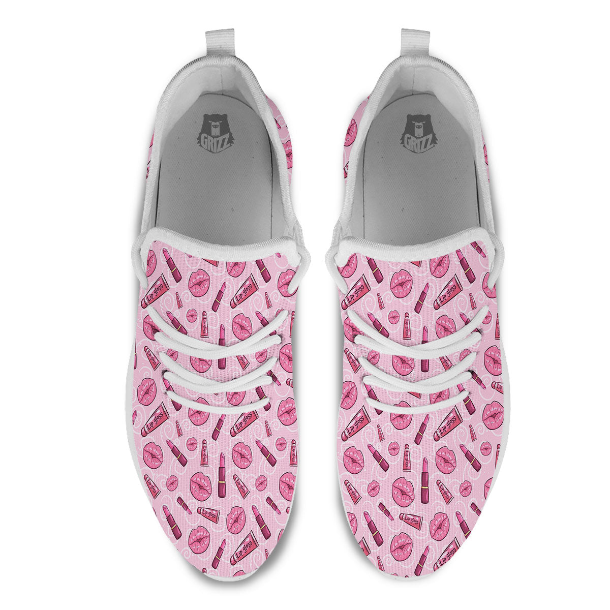 Lips Funky Kiss Print Pattern White Athletic Shoes-grizzshop