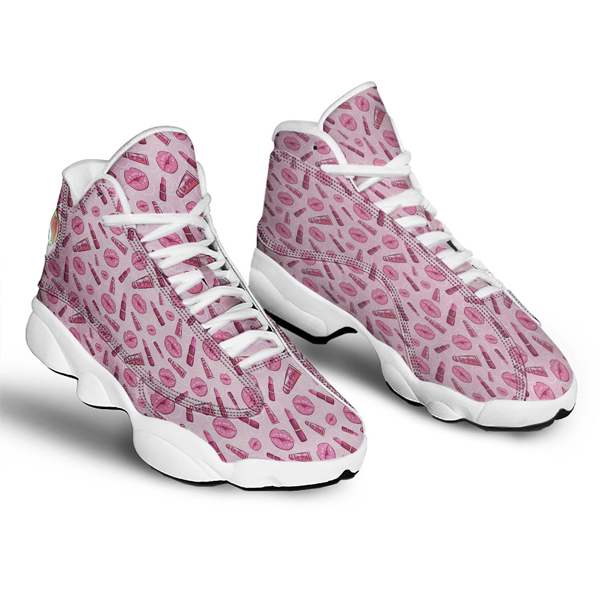 Lips Funky Kiss Print Pattern White Basketball Shoes-grizzshop