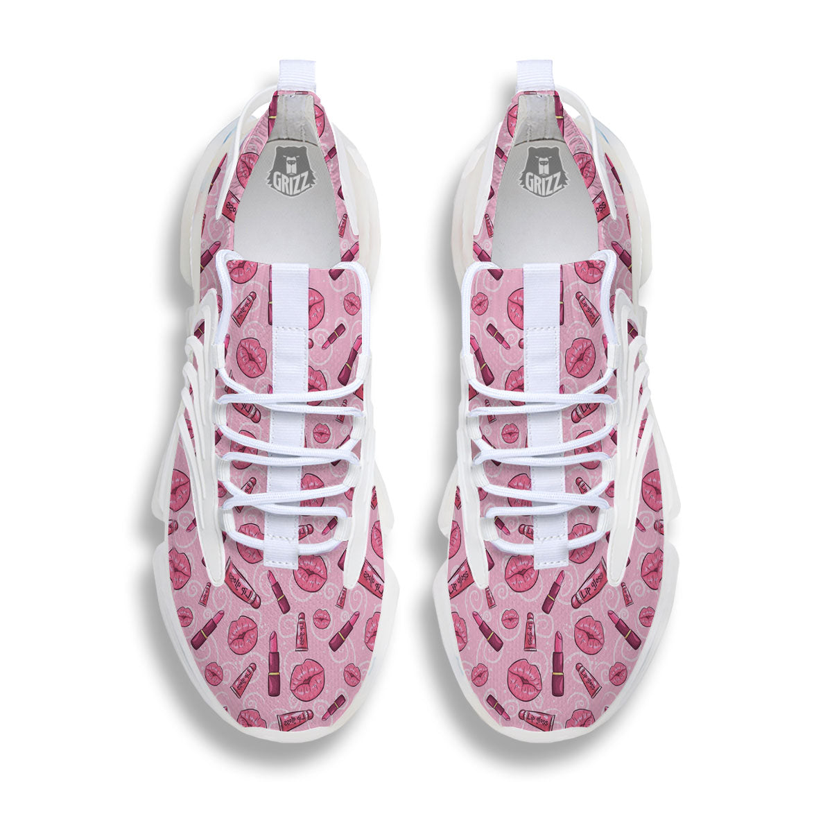 Lips Funky Kiss Print Pattern White Gym Shoes-grizzshop