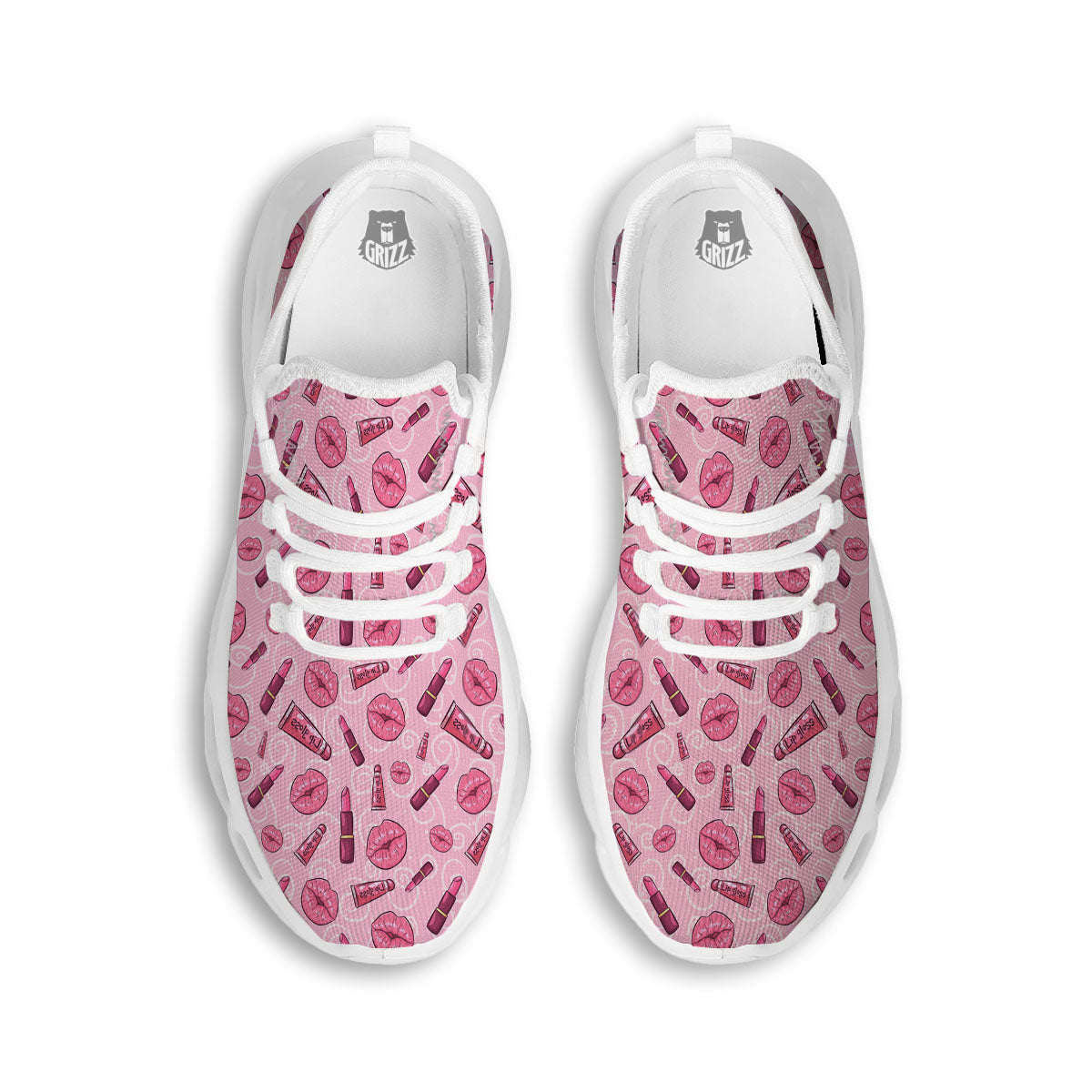 Lips Funky Kiss Print Pattern White Running Shoes-grizzshop