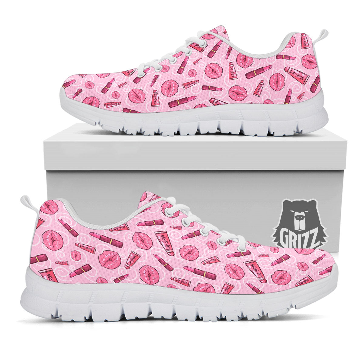 Lips Funky Kiss Print Pattern White Sneaker-grizzshop