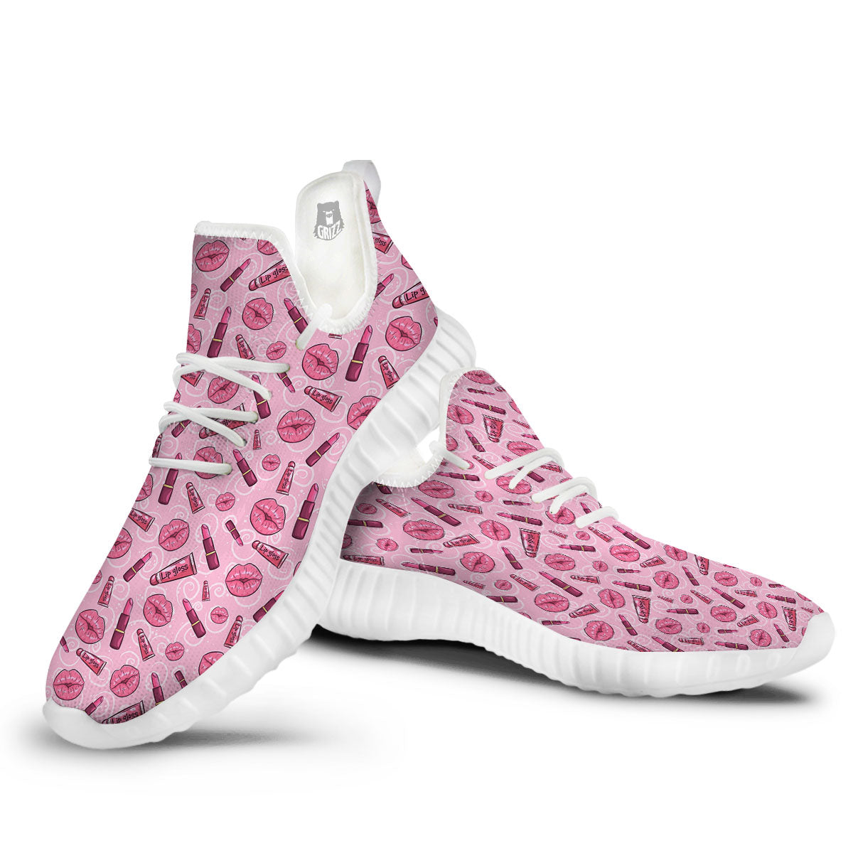 Lips Funky Kiss Print Pattern White Walking Shoes-grizzshop