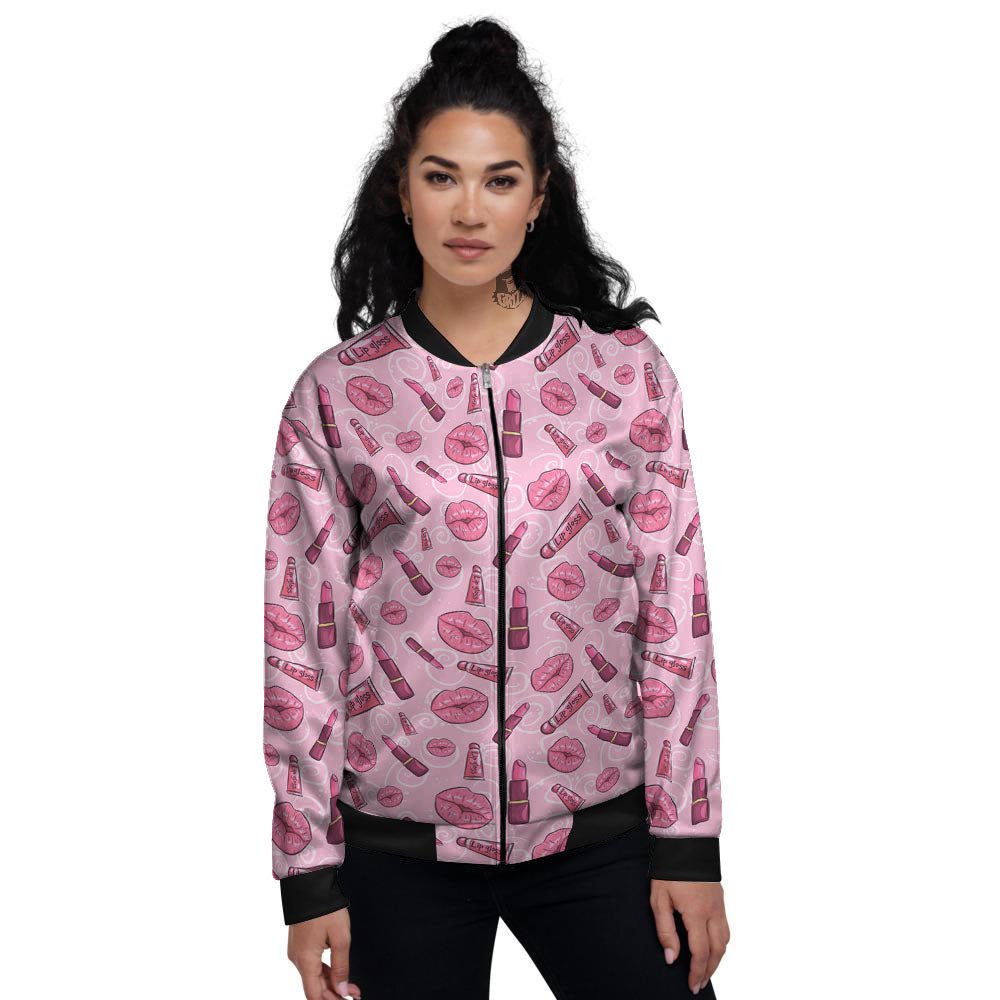 Lips Funky Kiss Print Pattern Women's Bomber Jacket-grizzshop
