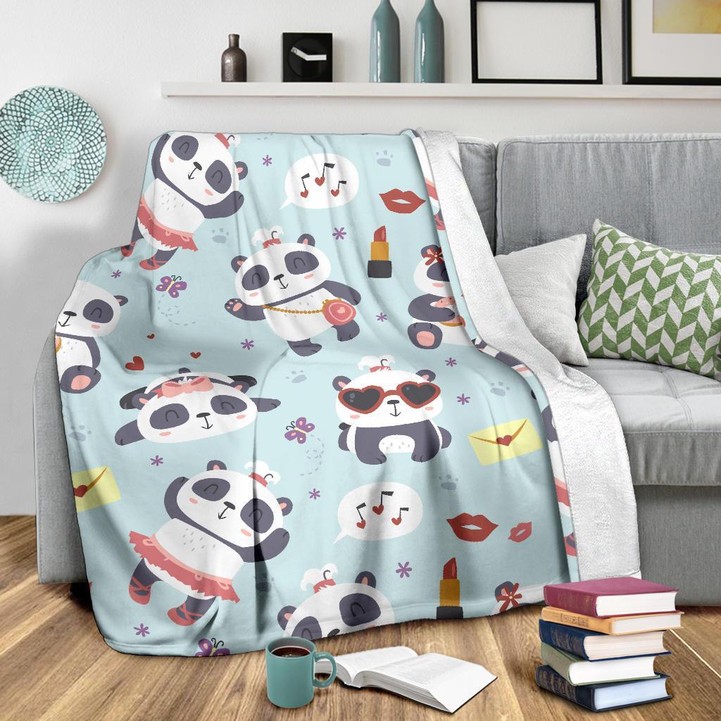 Lips Panda Pattern Print Blanket-grizzshop