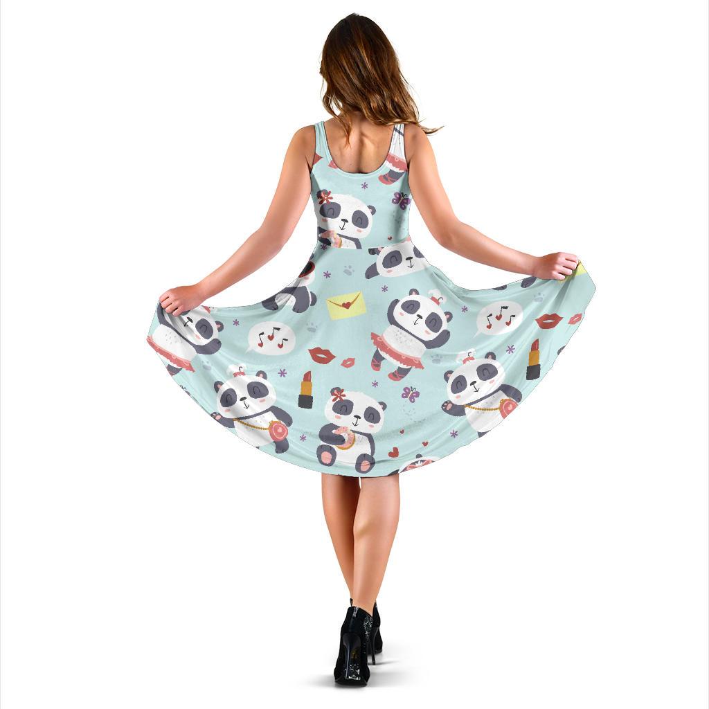 Lips Panda Pattern Print Dress-grizzshop
