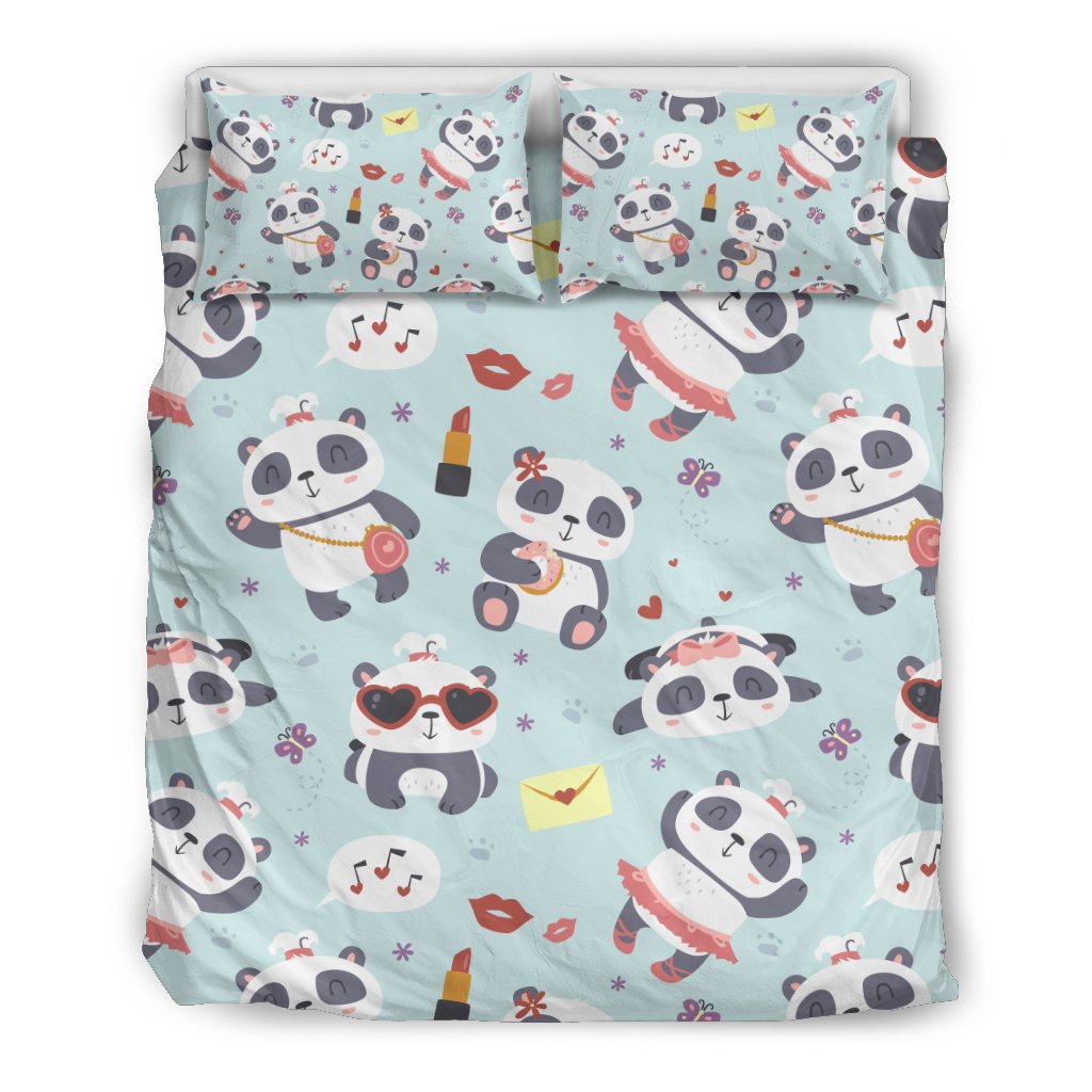 Lips Panda Pattern Print Duvet Cover Bedding Set-grizzshop