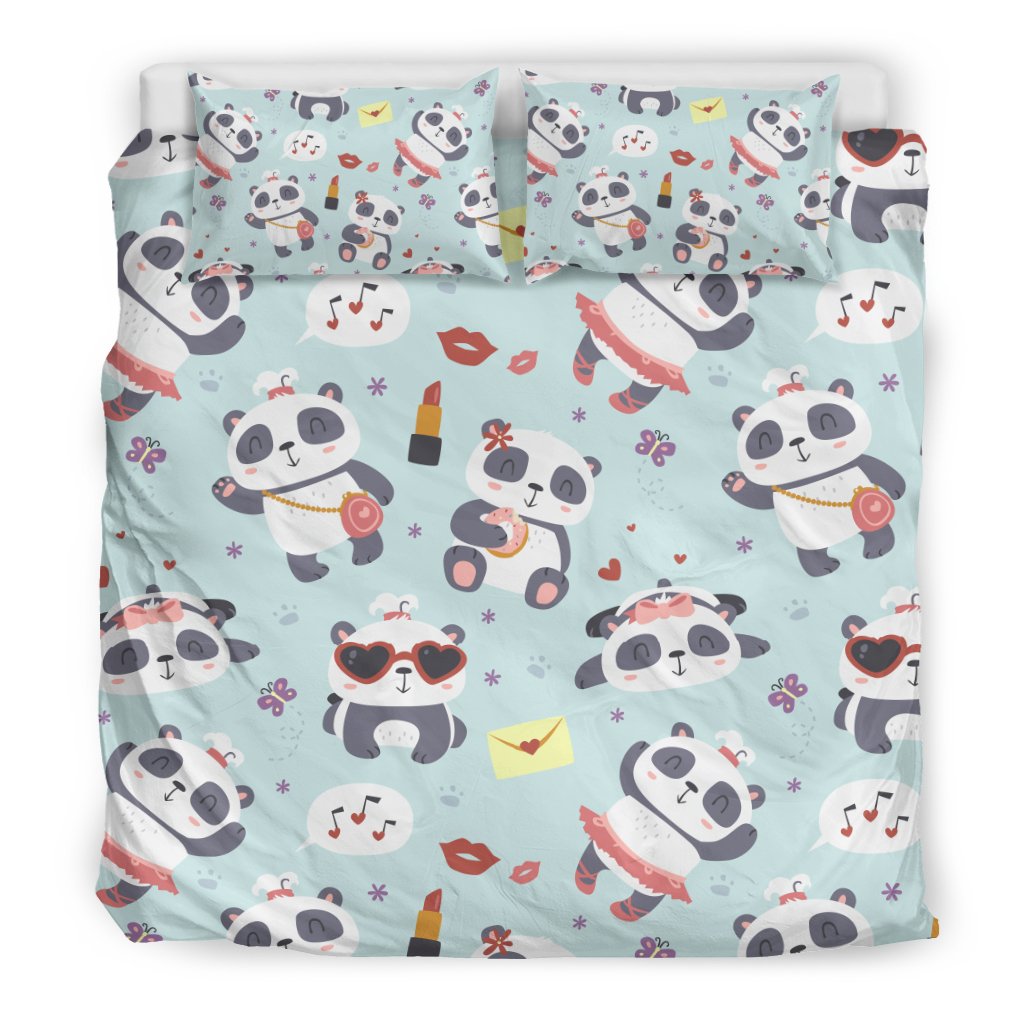 Lips Panda Pattern Print Duvet Cover Bedding Set-grizzshop