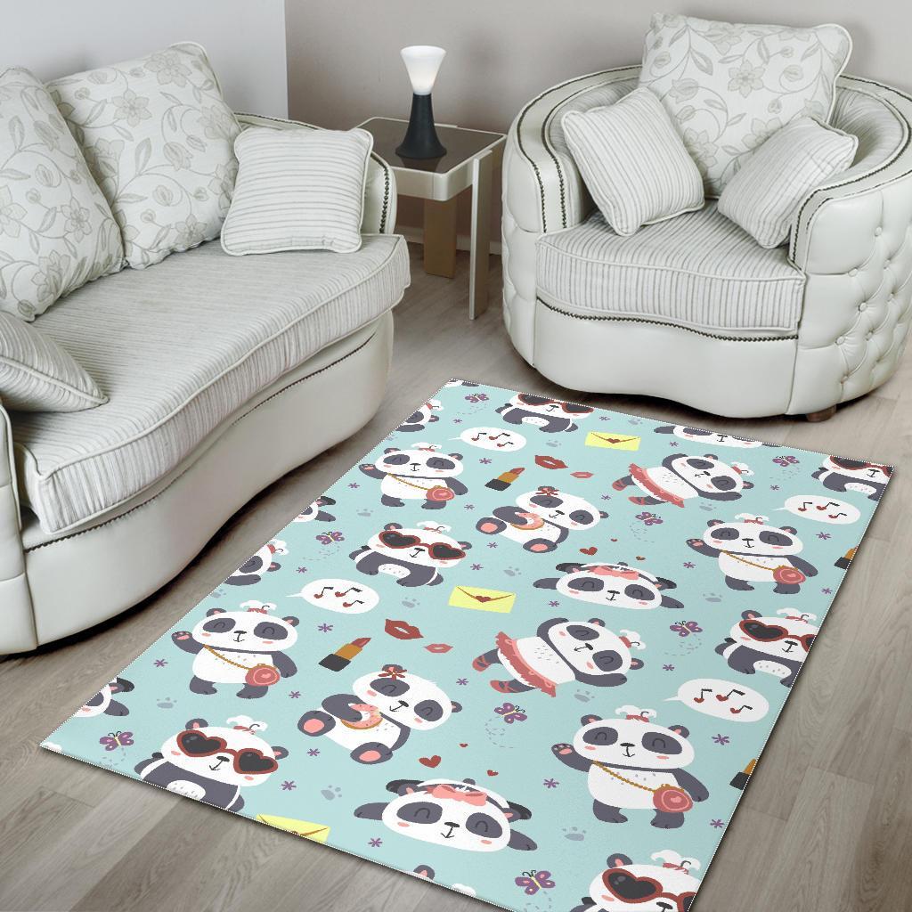 Lips Panda Pattern Print Floor Mat-grizzshop