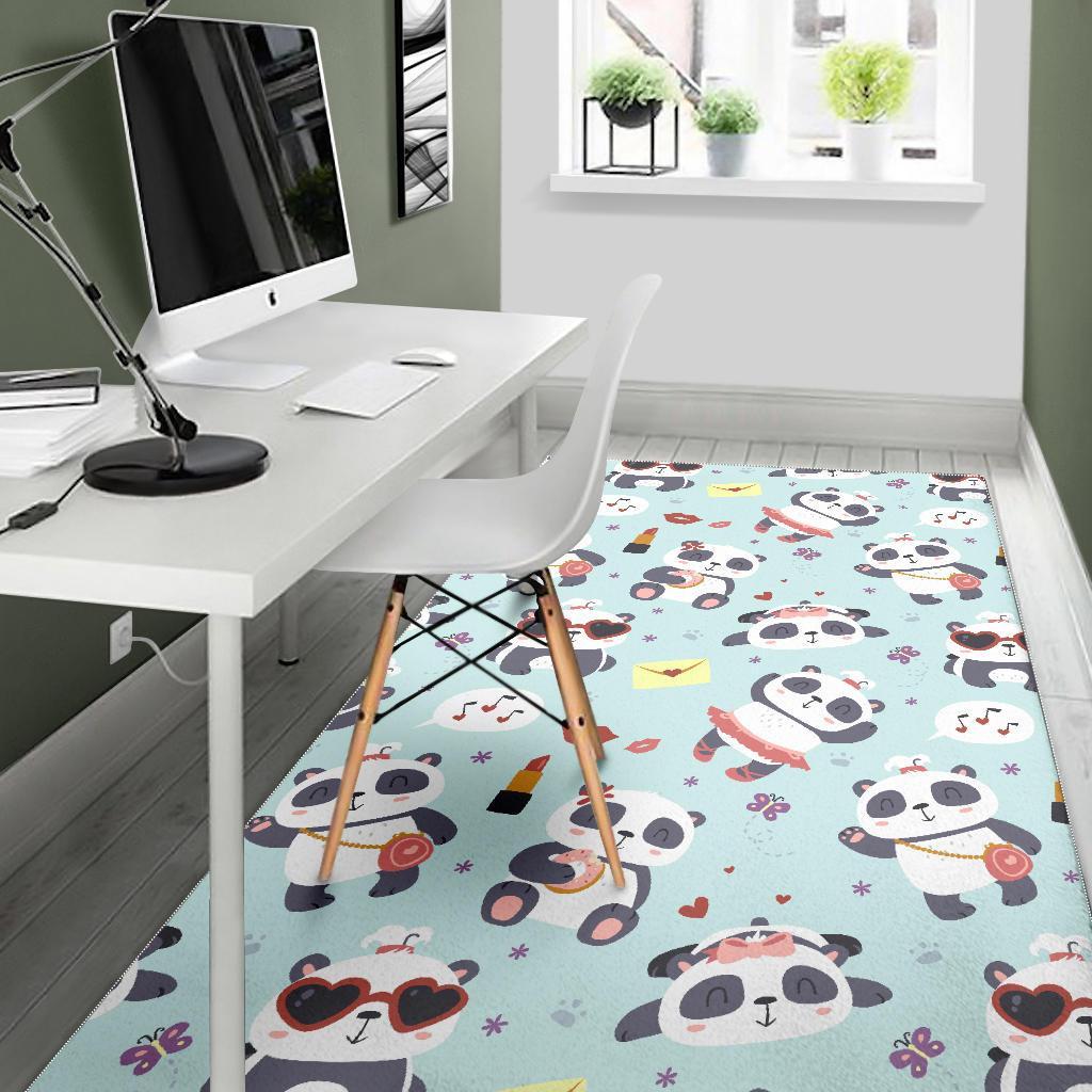 Lips Panda Pattern Print Floor Mat-grizzshop